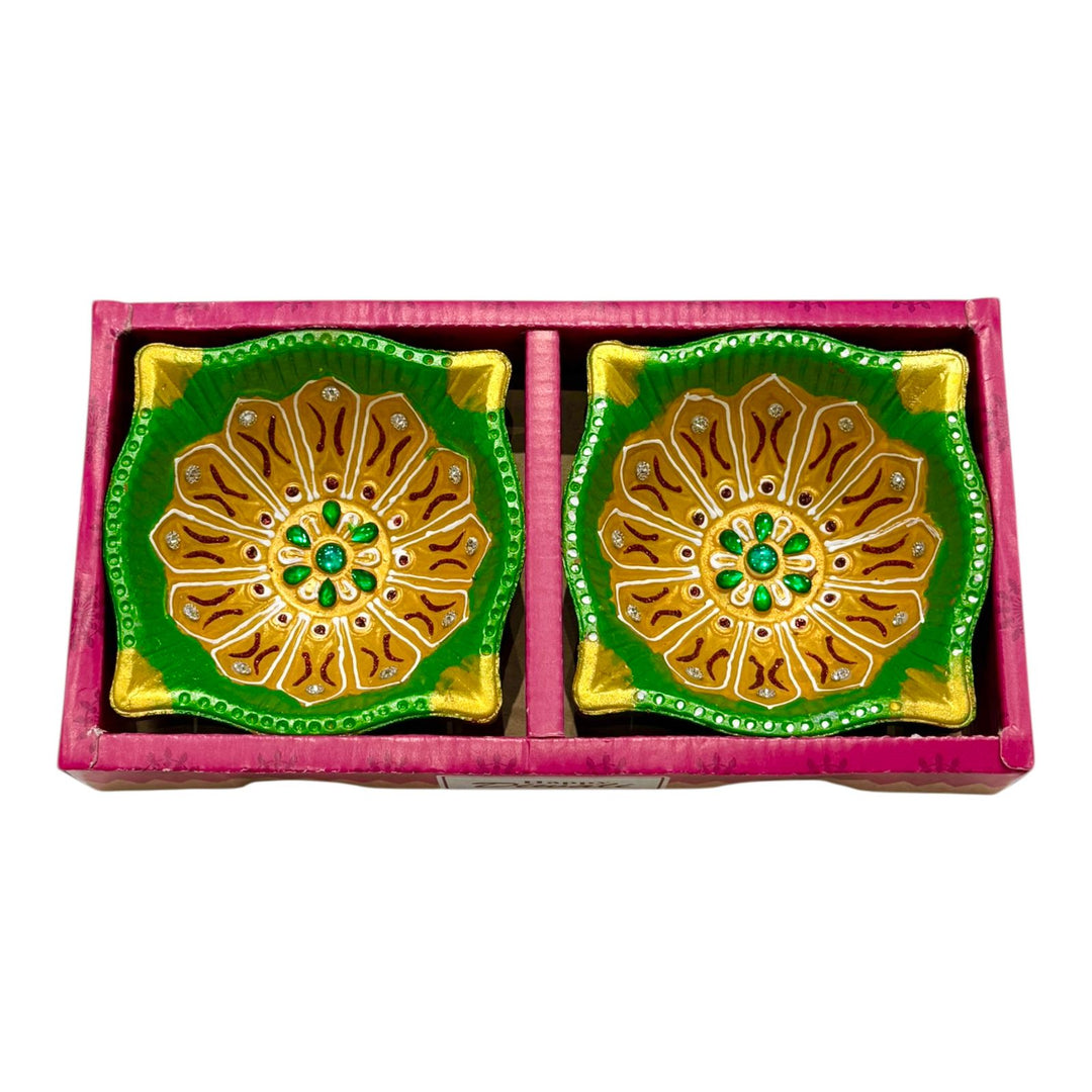 2 Pack Charmukhi (4 side) Diya 4.5 Inch Color (2x24)