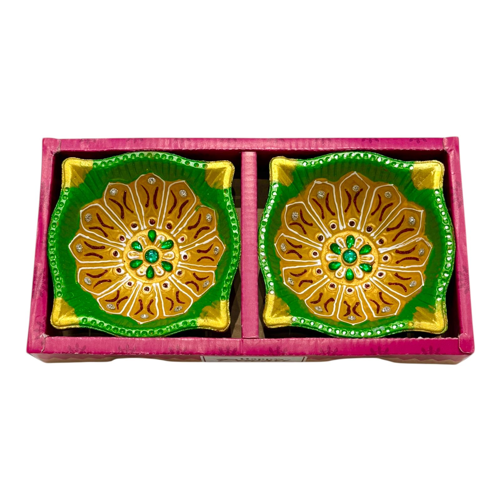 2 Pack Charmukhi (4 side) Diya 4.5 Inch Color (2x24)