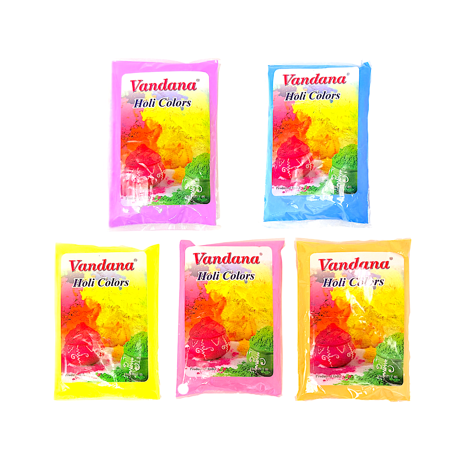 Vandana Holi Color, 7 oz Assorted Colors (Pack of 6)