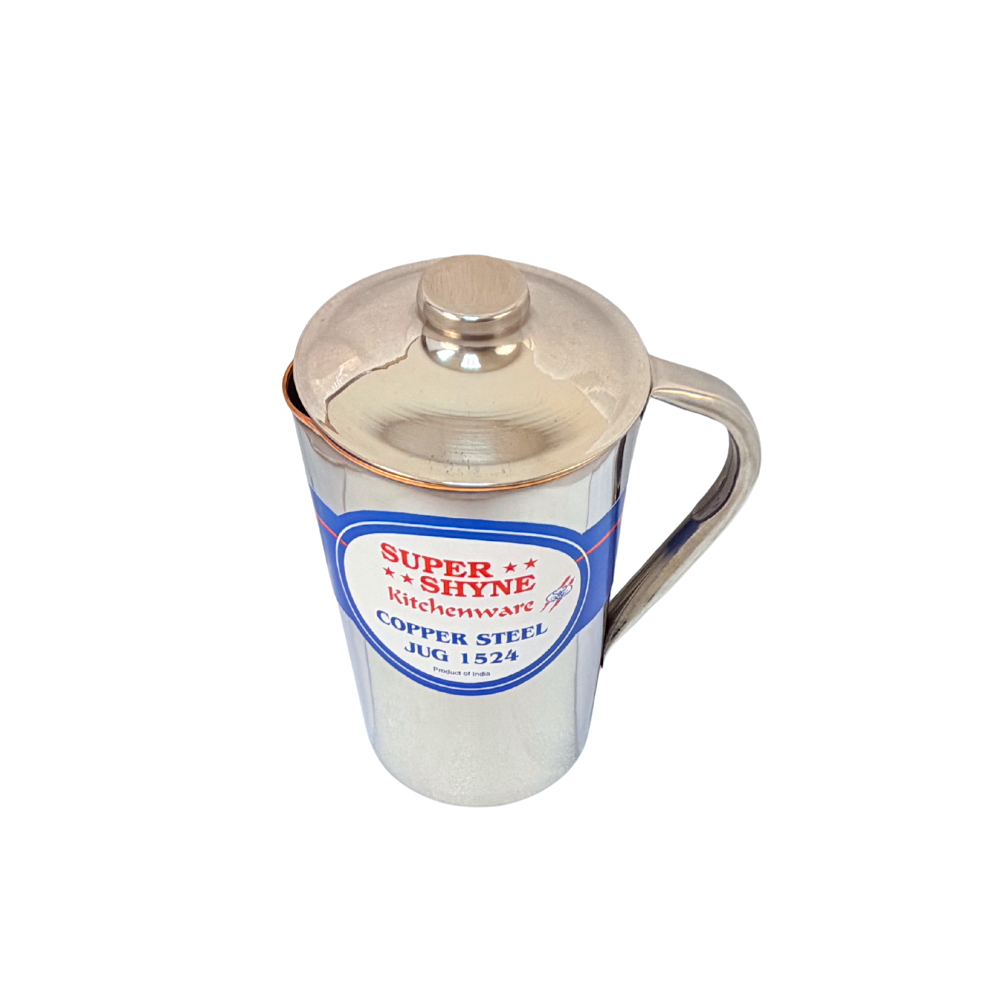 Super Shyne Copper Steel Jug with Lid (Copper inside, steel outside)