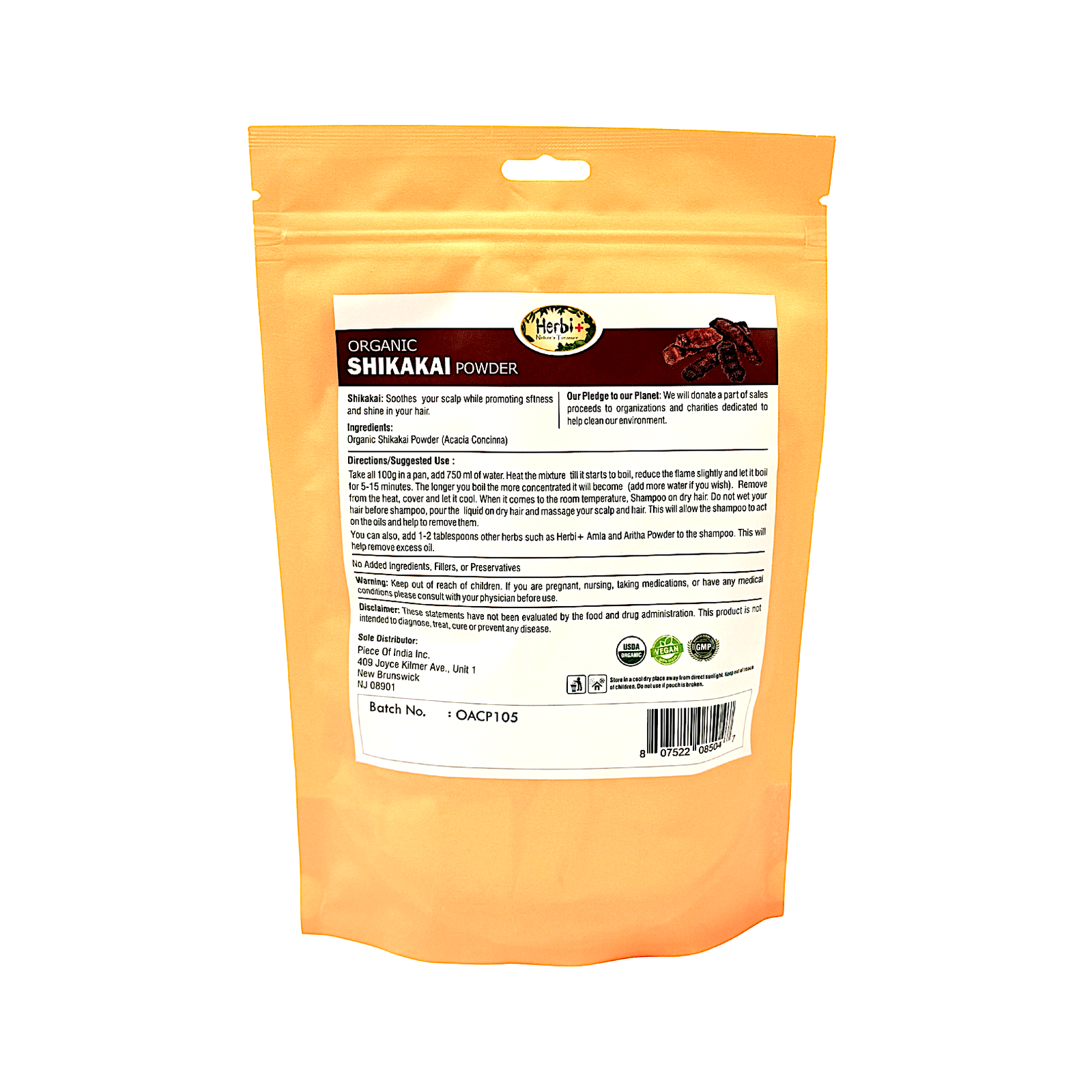 Organic Herbi Plus Shikakai Powder for Hair 200 g 7 oz - view 2